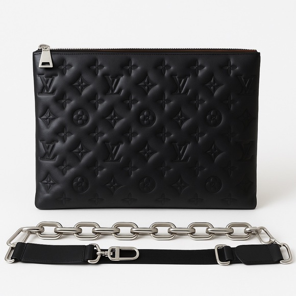Louis Vuitton Black and Silver Quilted Clutch - Picture 3 of 10